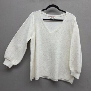Andree By Unit Sweater Womens 1X Sequin V Neck Pullover Balloon Sleeve